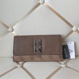 Guess Tan and Brown monogram Wallet